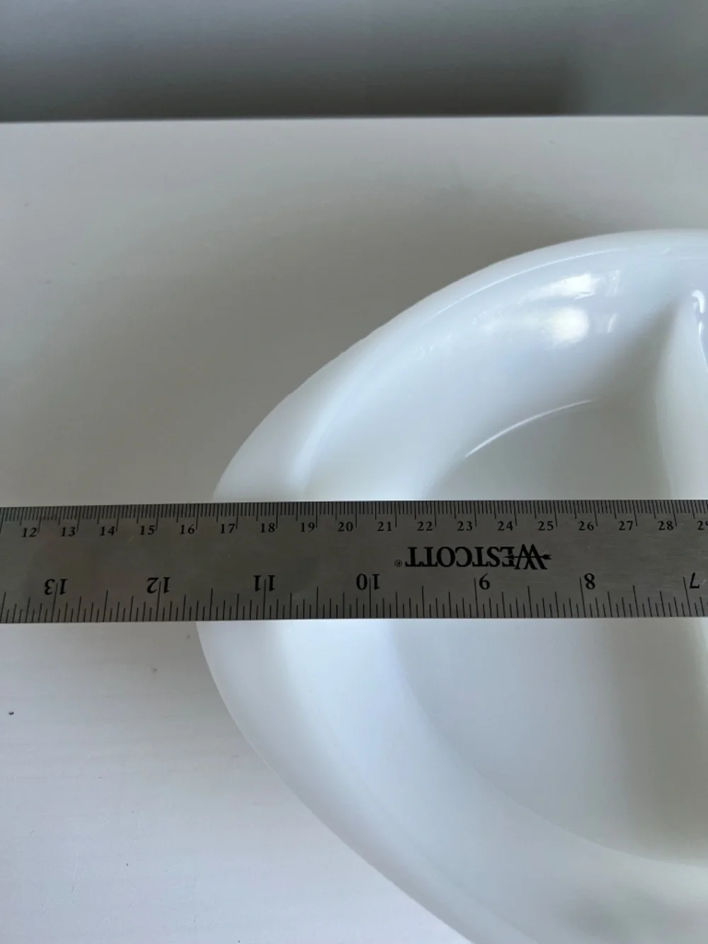 Vintage Glassbake milk glass divided casserole dish J2352.